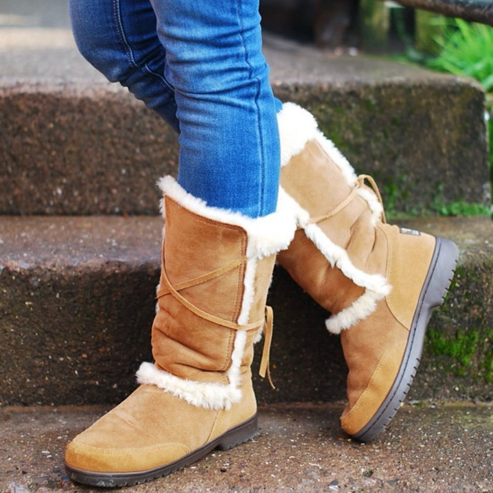 Canterbury Sheepskin NZ Tan Shearling Boots Women’s Size 6 Made in New Zealand